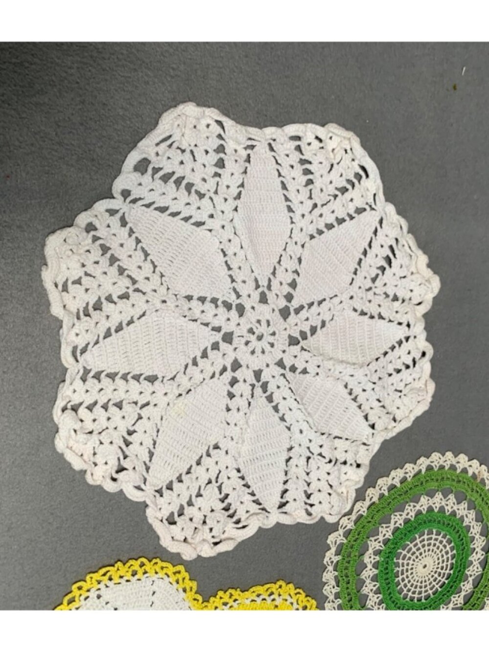 Vintage Hand-Crocheted Lace Doilies Set of 3 - Picture 2 of 11